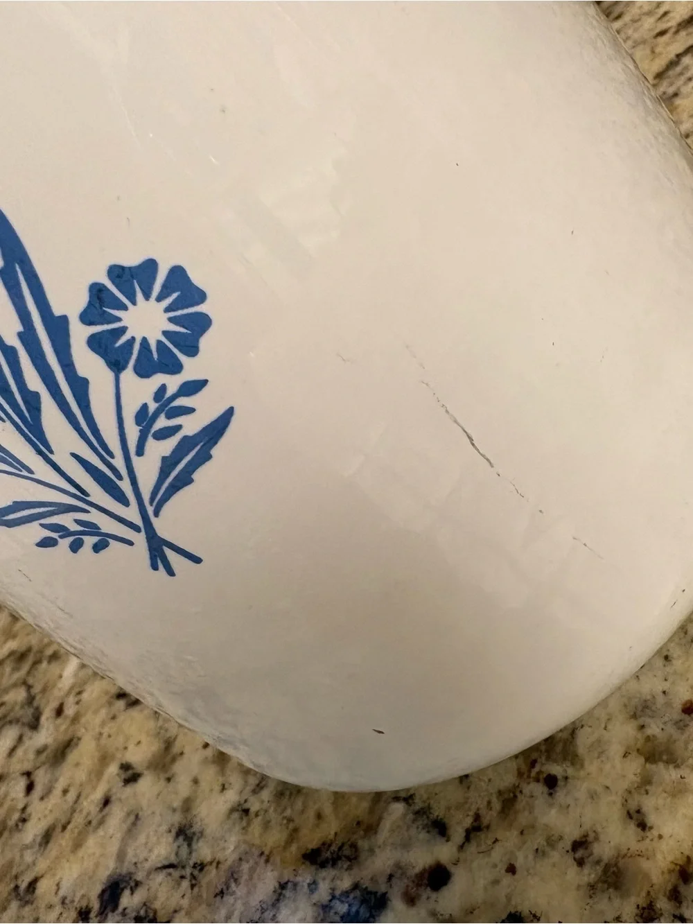 Corningware White Coffee Percolator with Blue Floral Motif and Black Handle